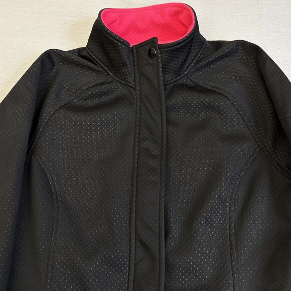 FILA Jacket Womens Large Black Full Zip Mock Neck Waterproof Pink Fleece Lined - Picture 2 of 9
